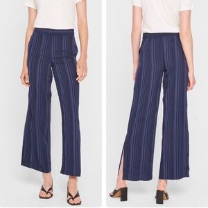 Club Monaco Sonyah Pants Wide Leg Lightweight Split Hem In Navy Blue Size 00 & 6